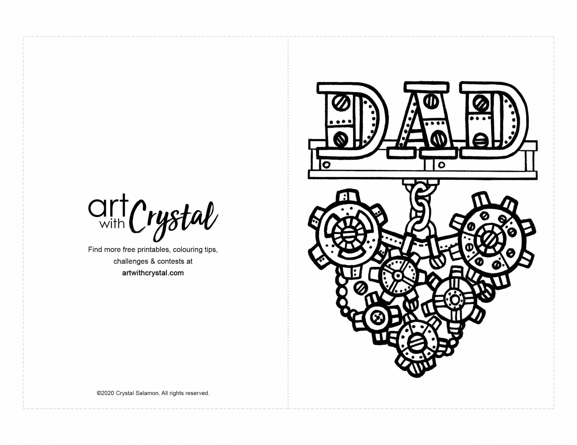 Free printable colouring card for Dad