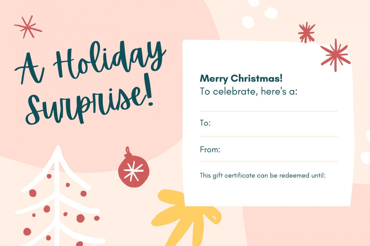 Free, printable custom Christmas gift certificate templates  Canva