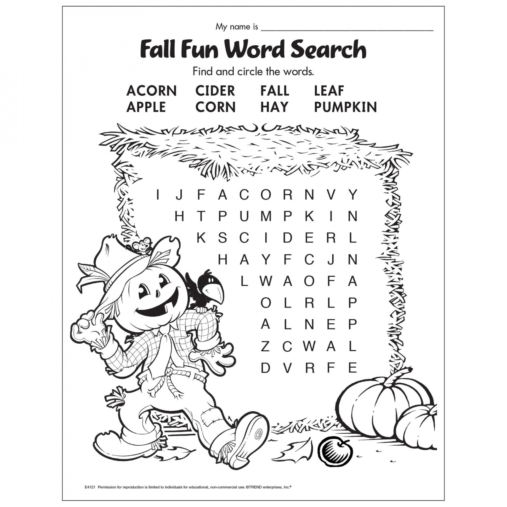 Free Printable Fall Fun Word Search — TREND enterprises, Inc.