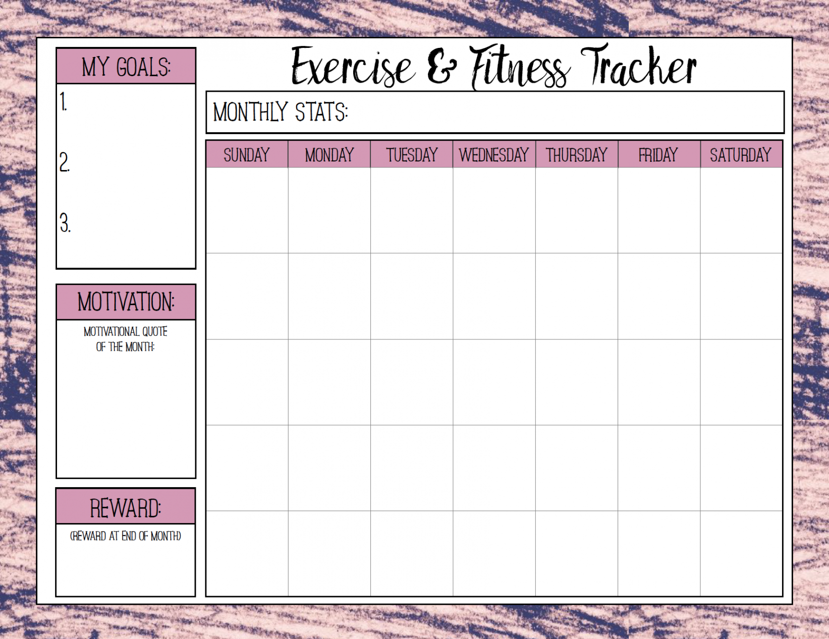 Free Printable Fitness Trackers:  Different Monthly Designs