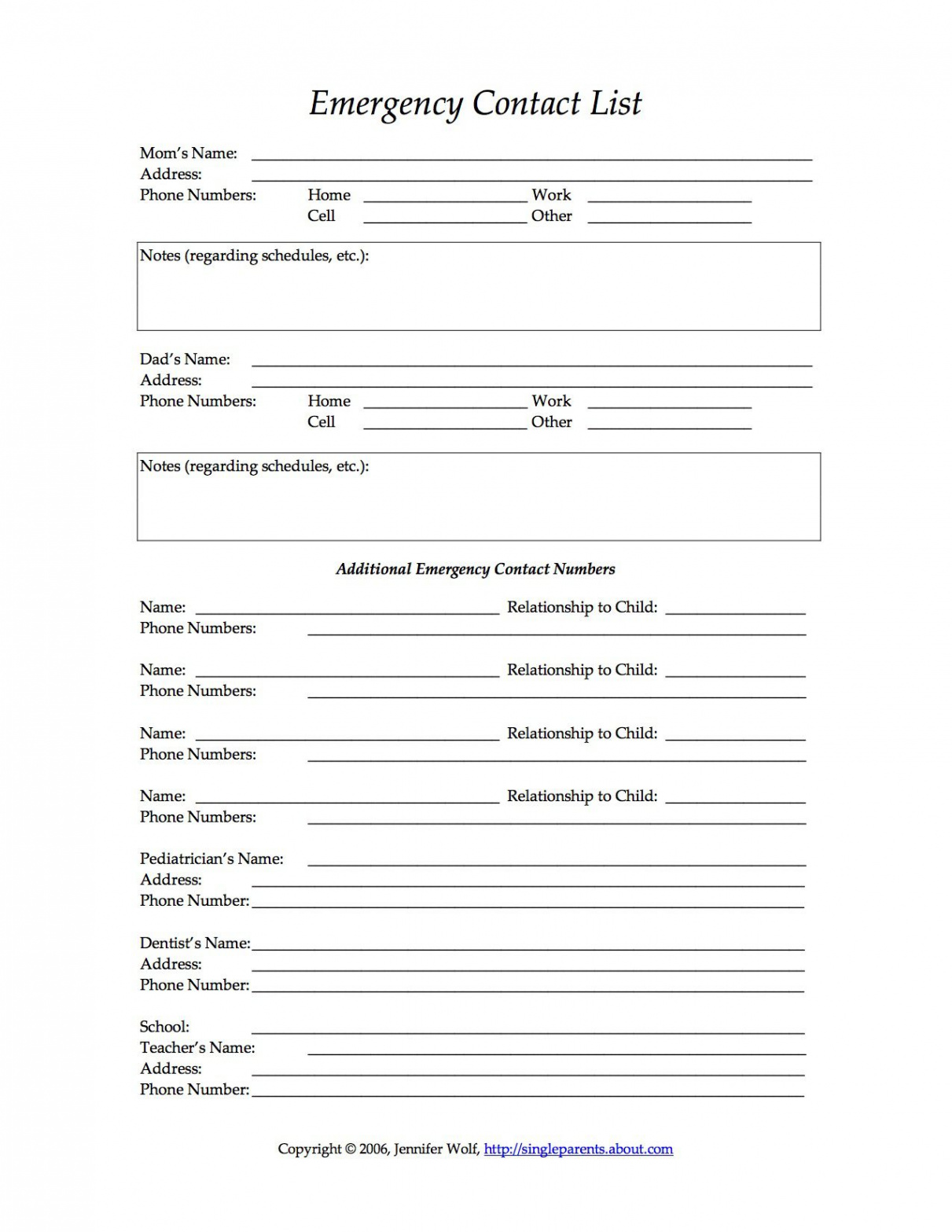 Free Printable Forms for Single Parents