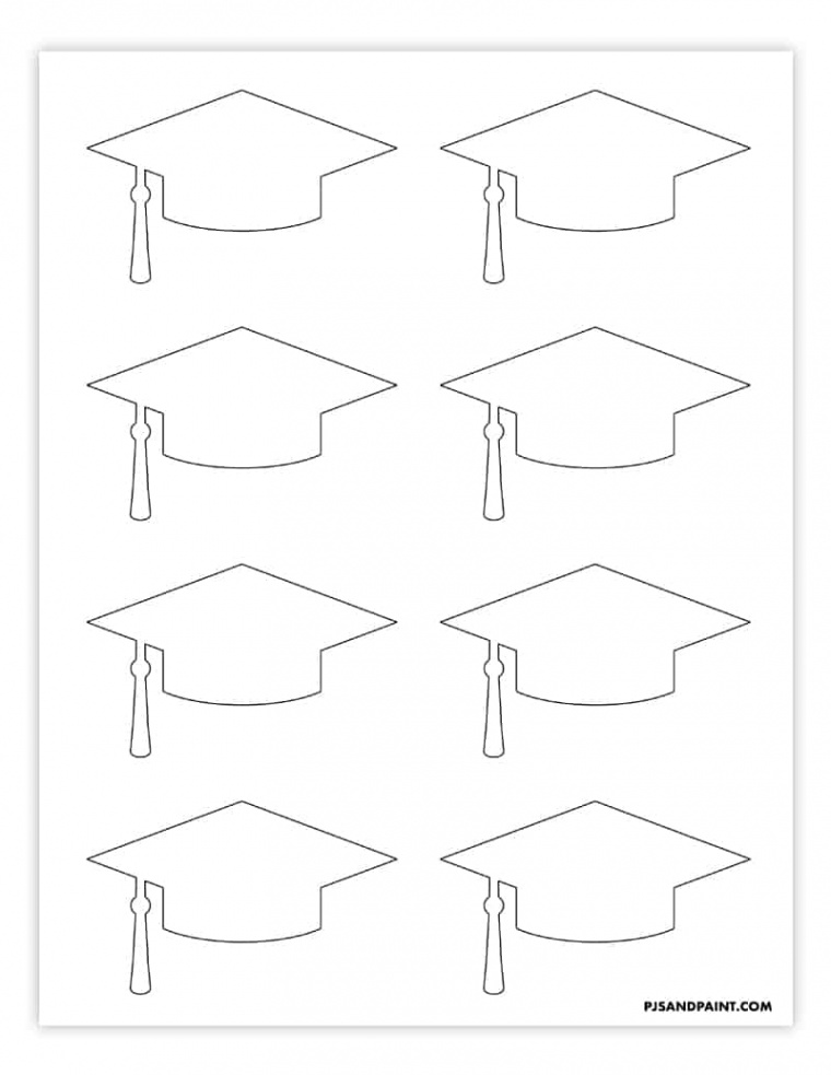 Free printable graduation cap template -  sizes - Pjs and Paint