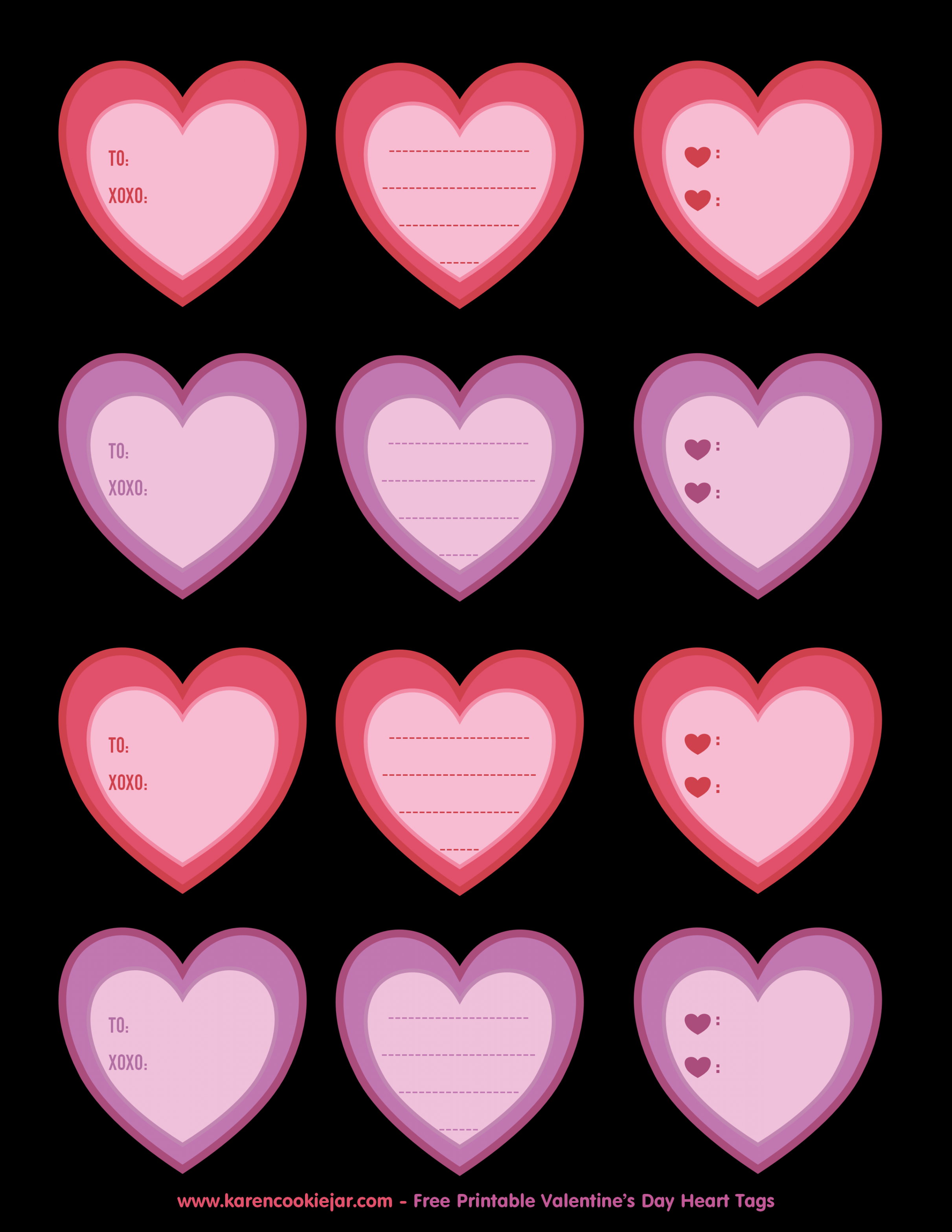 Free Printable Heart Tags  Valentines printables free, Free