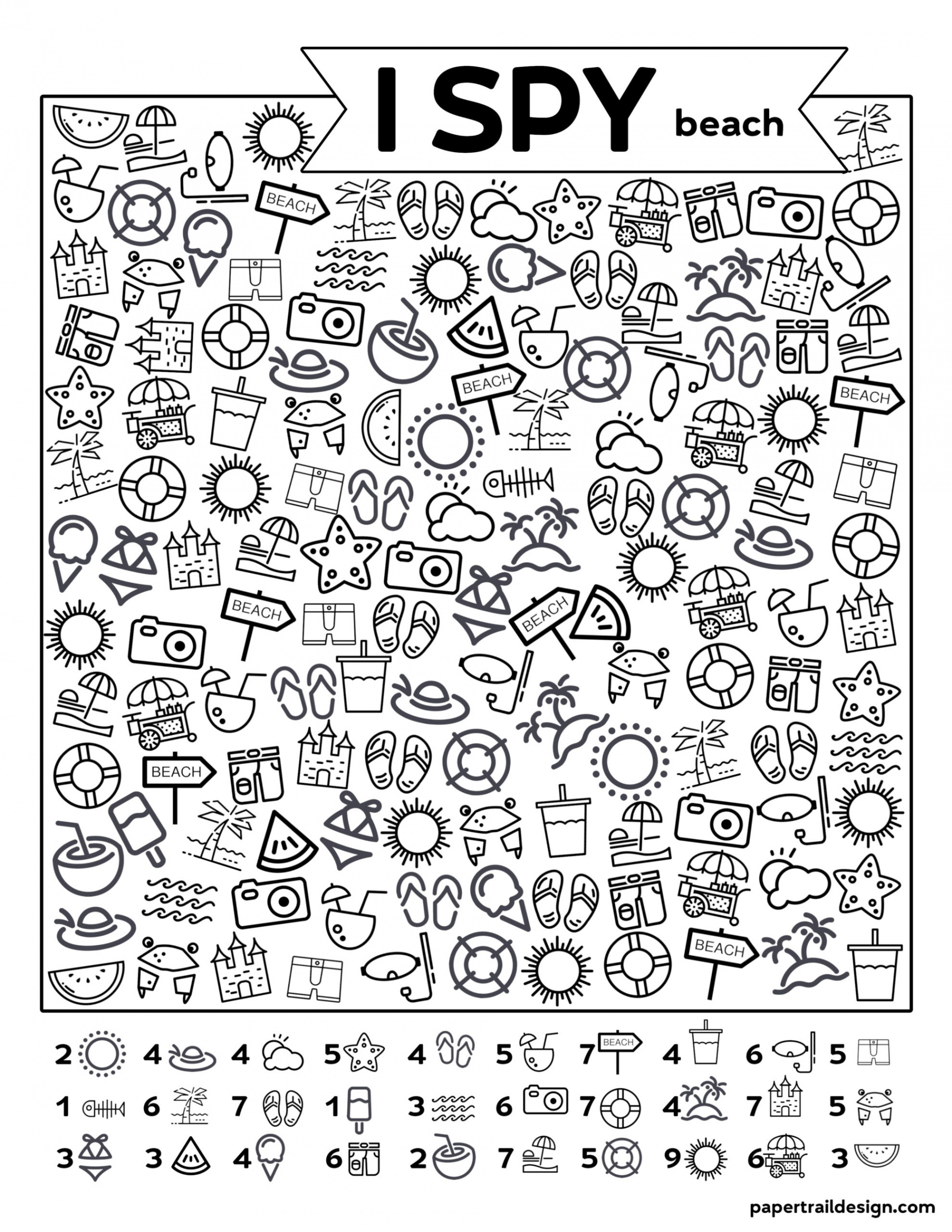 Free Printable I Spy Beach Activity - Paper Trail Design