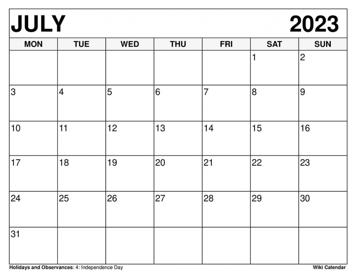 Free Printable July  Calendar Templates With Holidays - Wiki Calendar