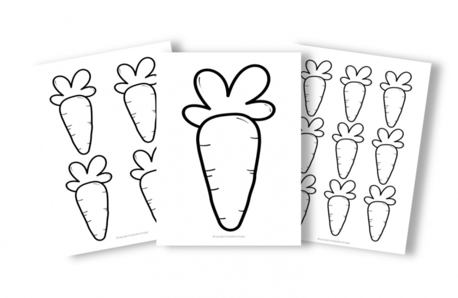 Free Printable Large, Medium and Small Carrot Templates