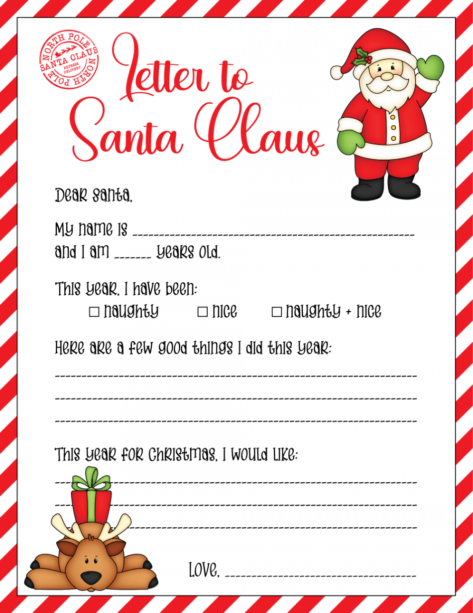 Free Printable Letter to Santa Christmas Gift List  The Party Darling