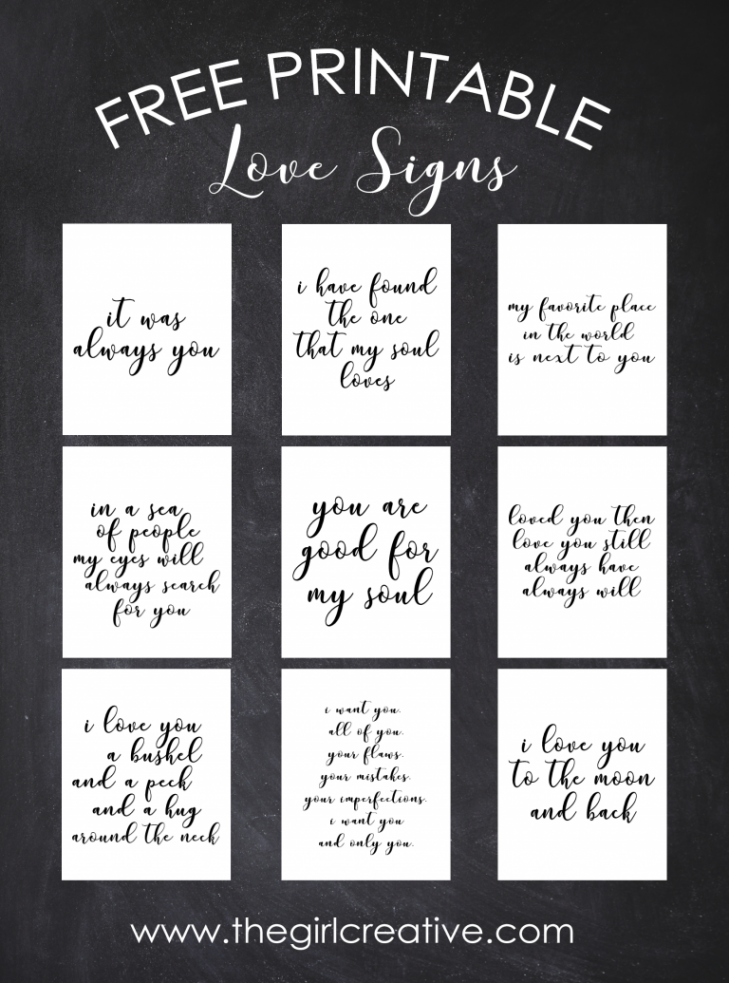 Free Printable Love Signs  Printable quotes, Wedding quotes