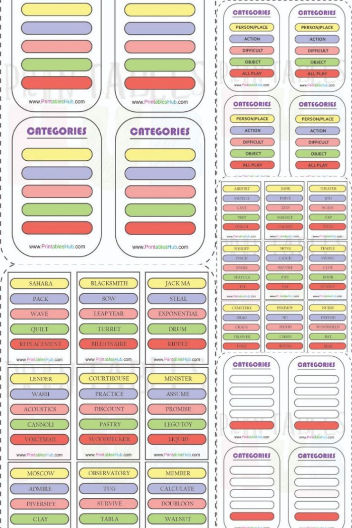 Free Printable Pictionary Words & Category Cards [PDF Included] in