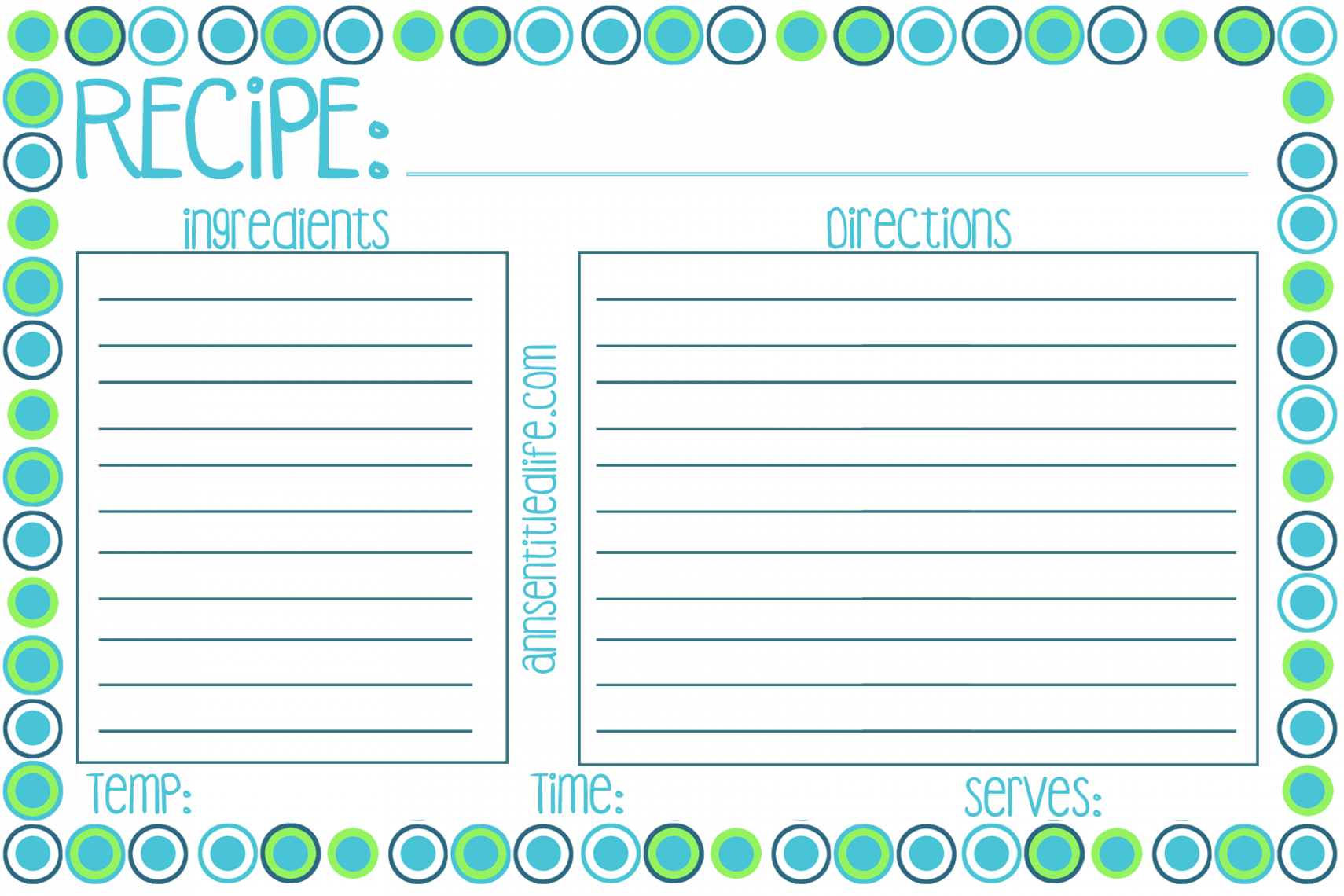 FREE Printable Recipe Card, Meal Planner and Kitchen Labels