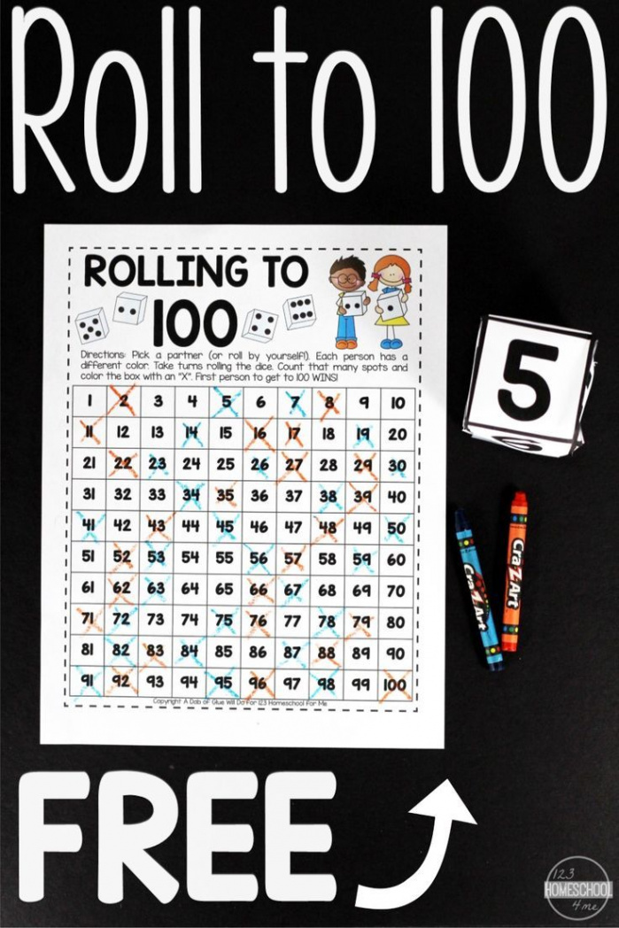 FREE Printable Roll to  Counting Math Game for Kindergarten