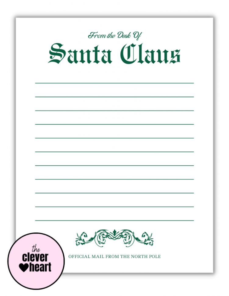 Free Printable Santa Claus Letterhead Templates - The Clever Heart