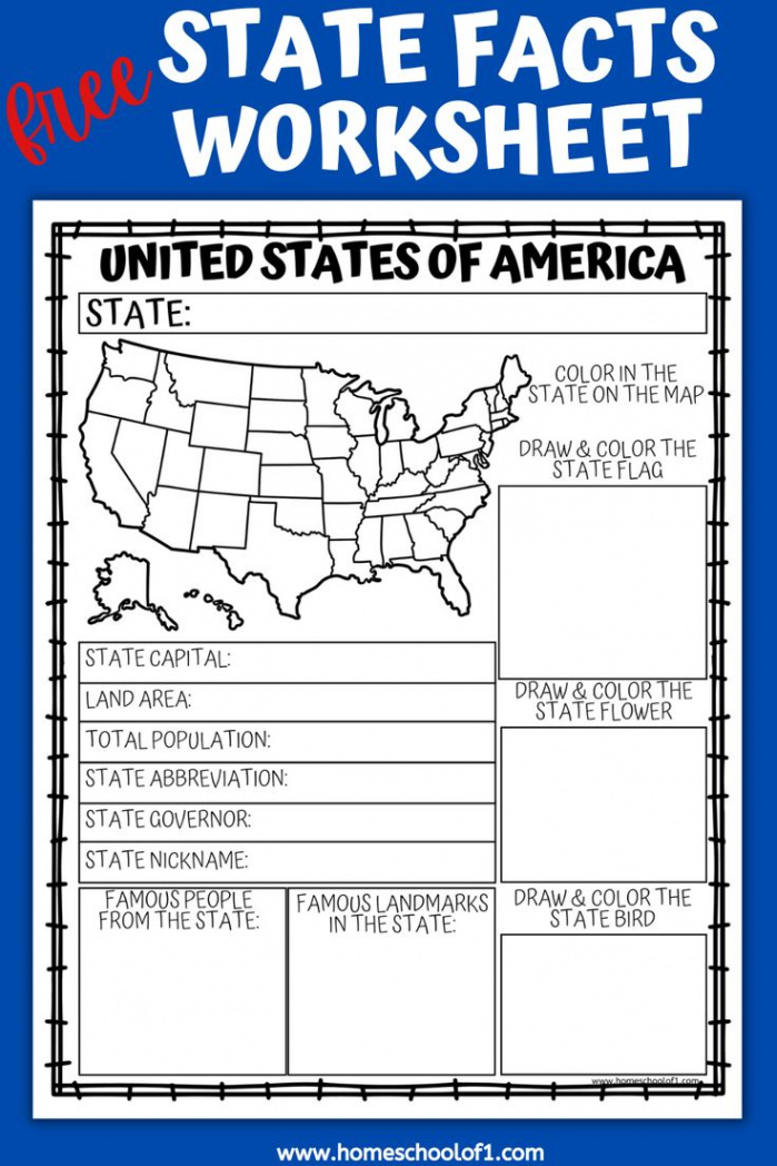 Free Printable State Facts Worksheet in   Learning states