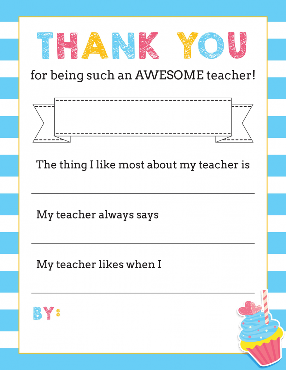 Free Printable Thank you Teacher Appreciation  Teacher