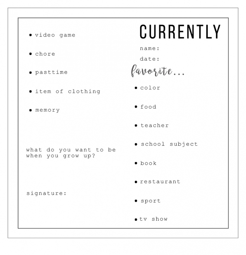 Free Printable Time Capsule Ideas - Mandy
