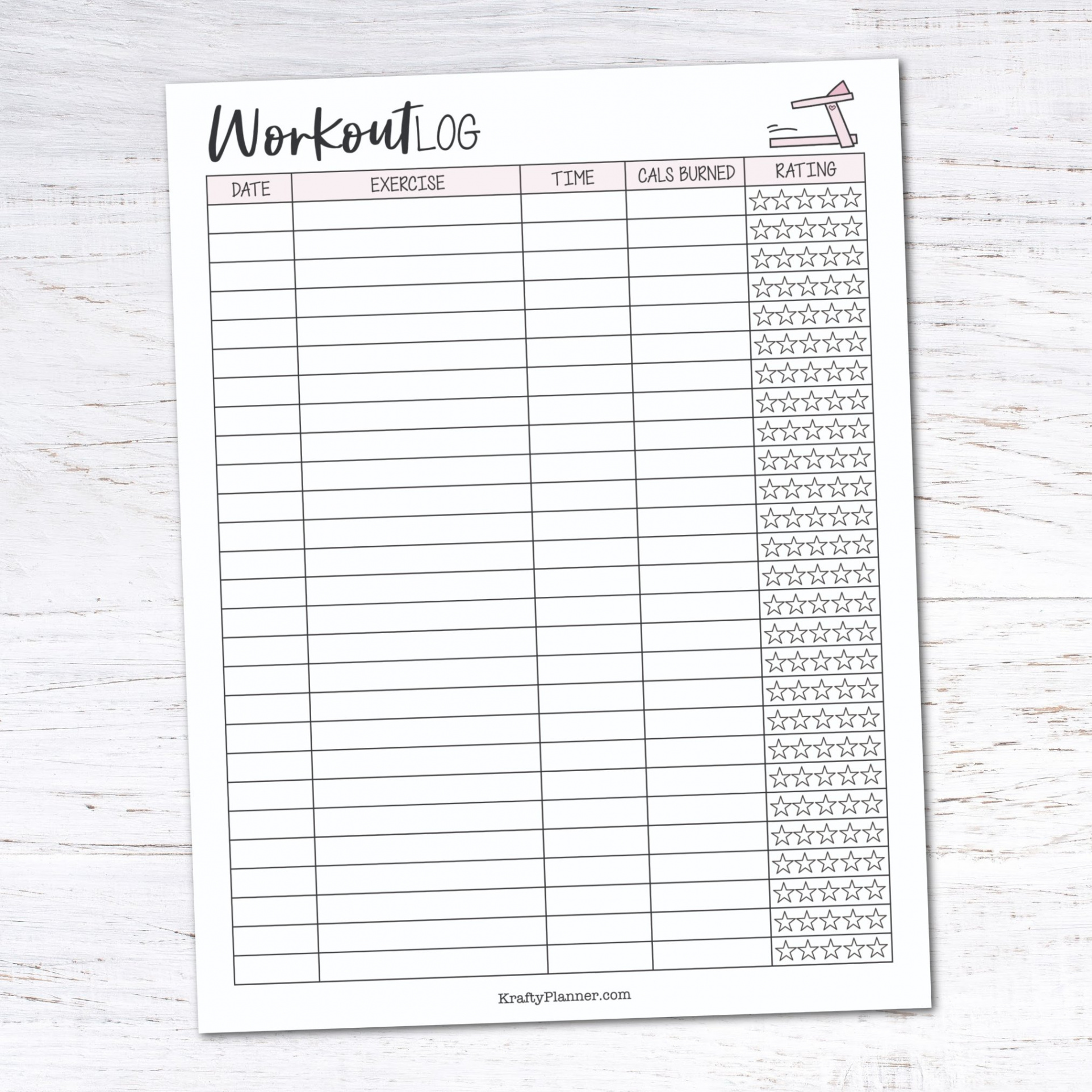 Free Printable Workout Tracker — Krafty Planner