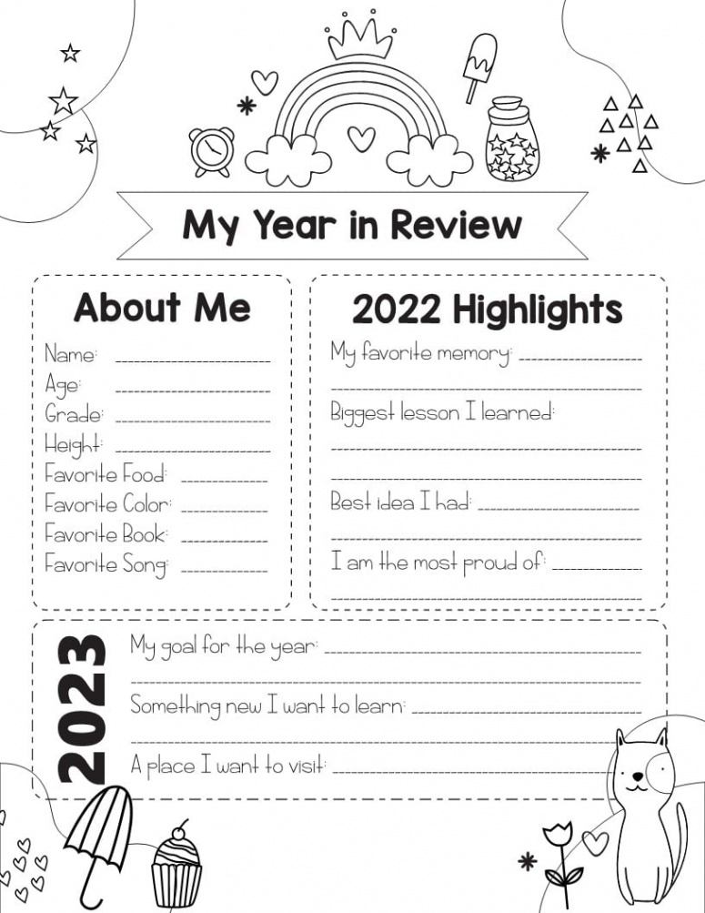 Free Printable Year in Review For Kids