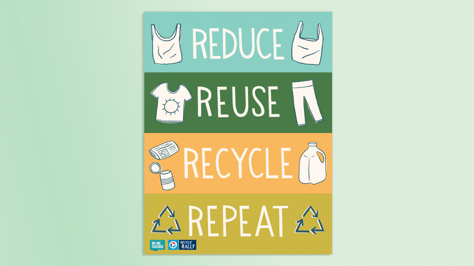 Free Recycling Poster: Reduce, Reuse, Recycle, Repeat  Recycle Rally