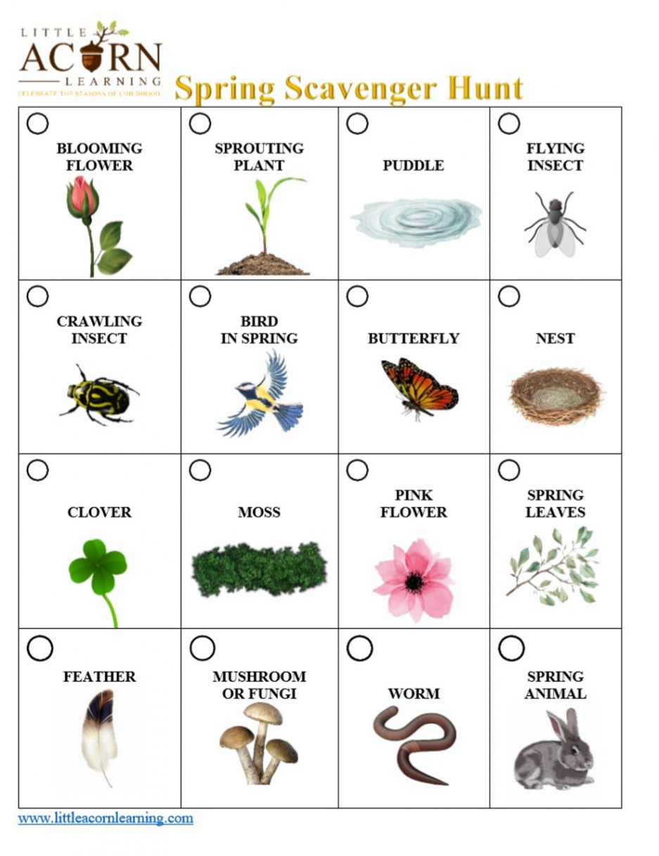 Free Spring Scavenger Hunt - Little Acorn Learning