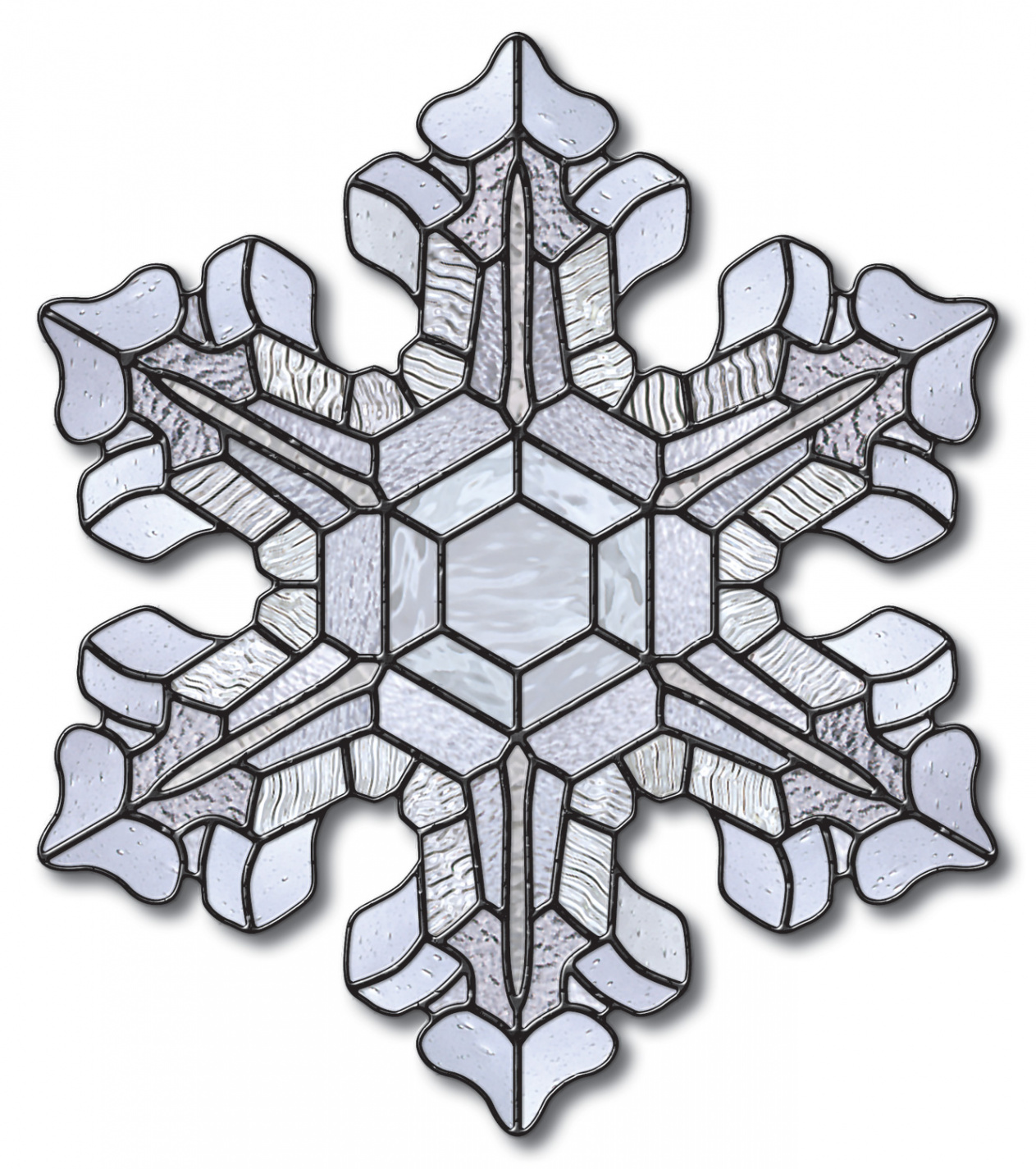 Free Stained Glass Pattern  - Winter Snowflake-P