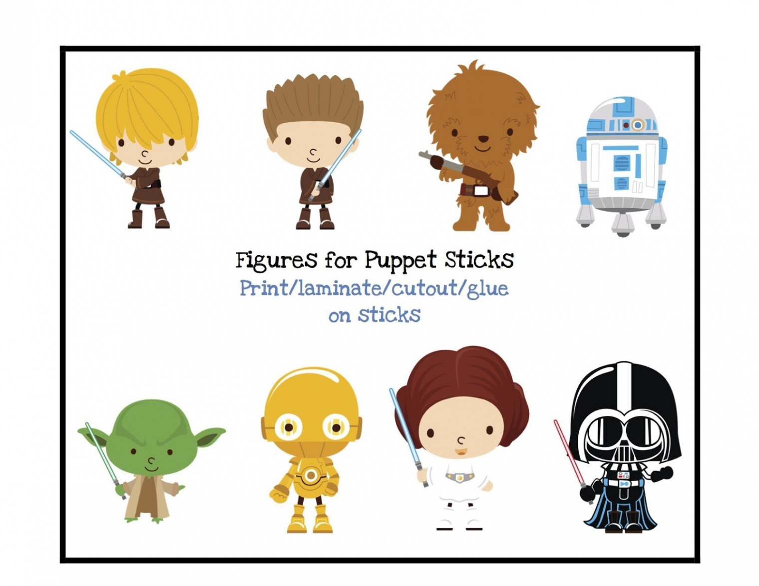 Free Star Wars Puppet Sticks ~ Preschool Printables  Star wars