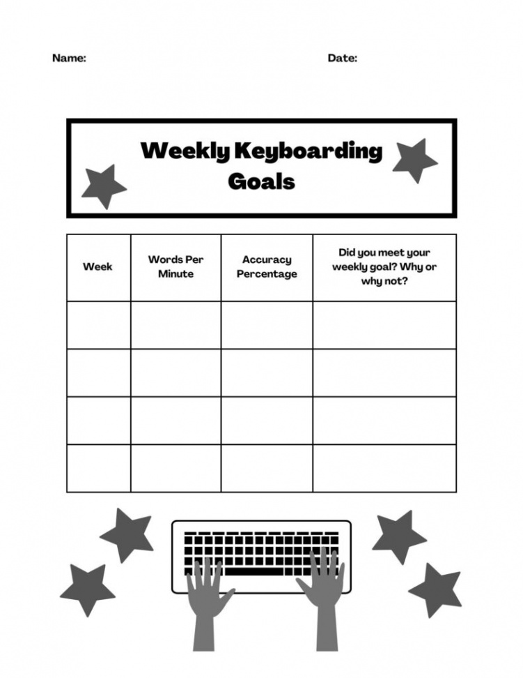 Free Typing Goals Printable Worksheets - Hess Un-Academy