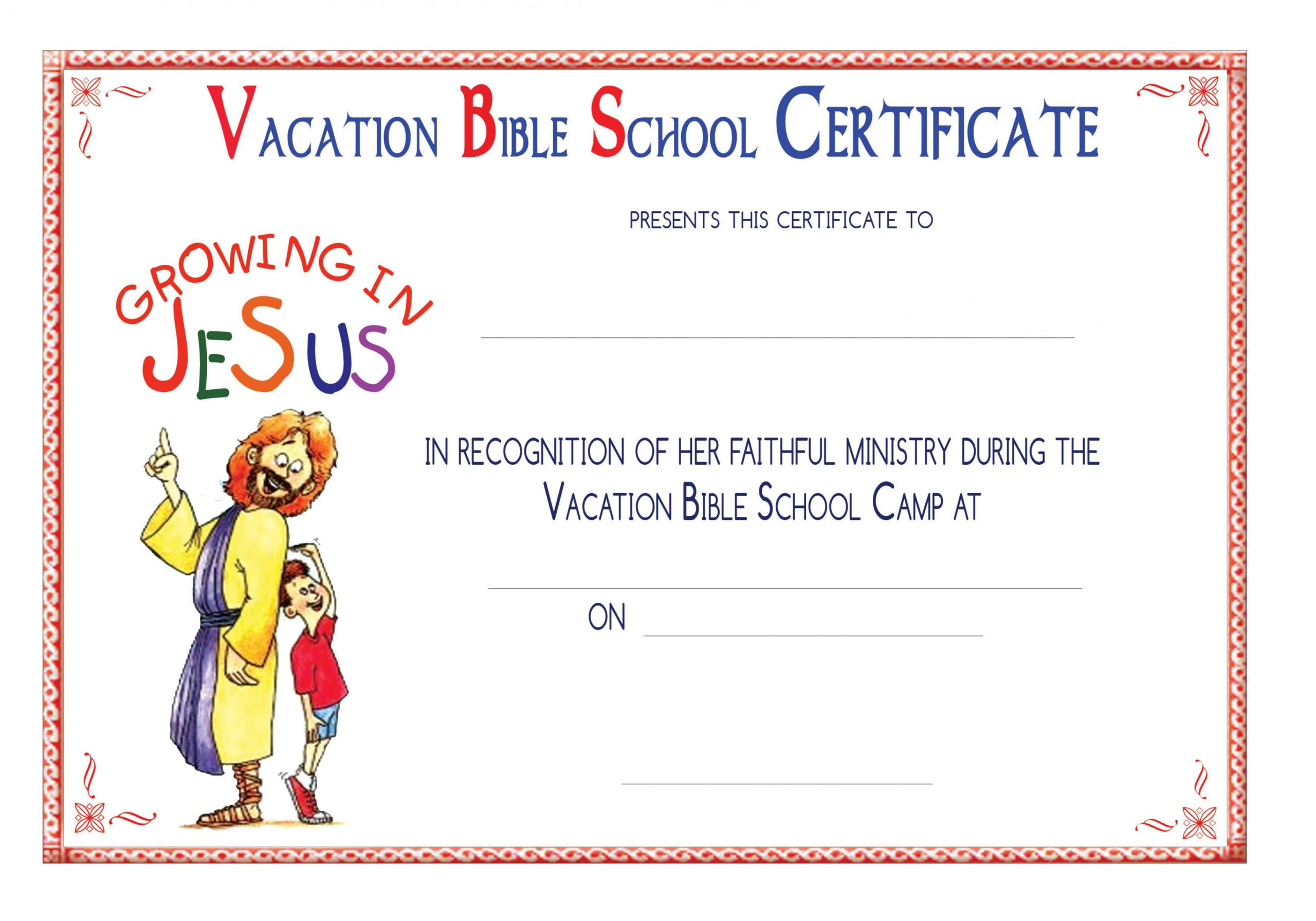 Free Vbs Certificate Templates  Free vacation bible school