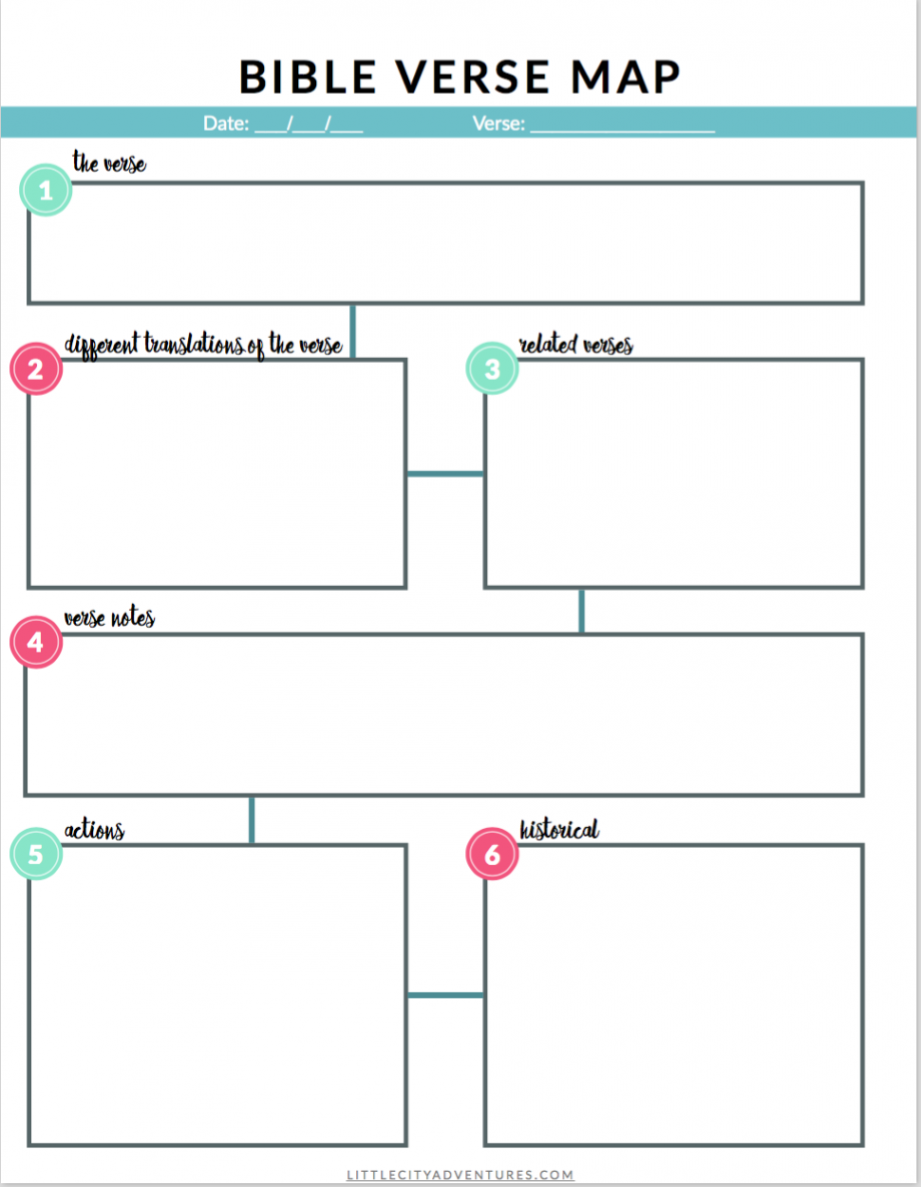 Free worksheet for Bible verse mapping