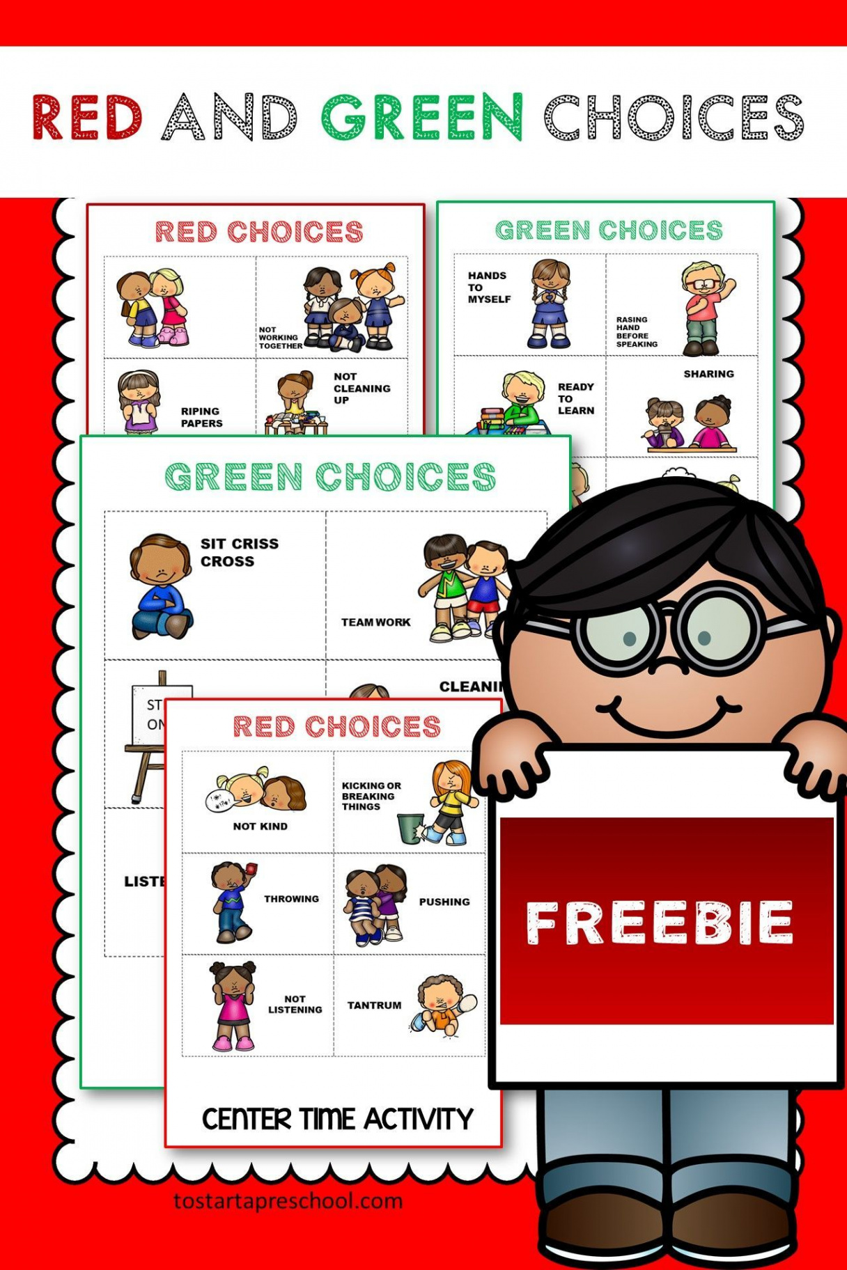 FREEBIE Red and Green Choice Cards  Green choices, Life skills