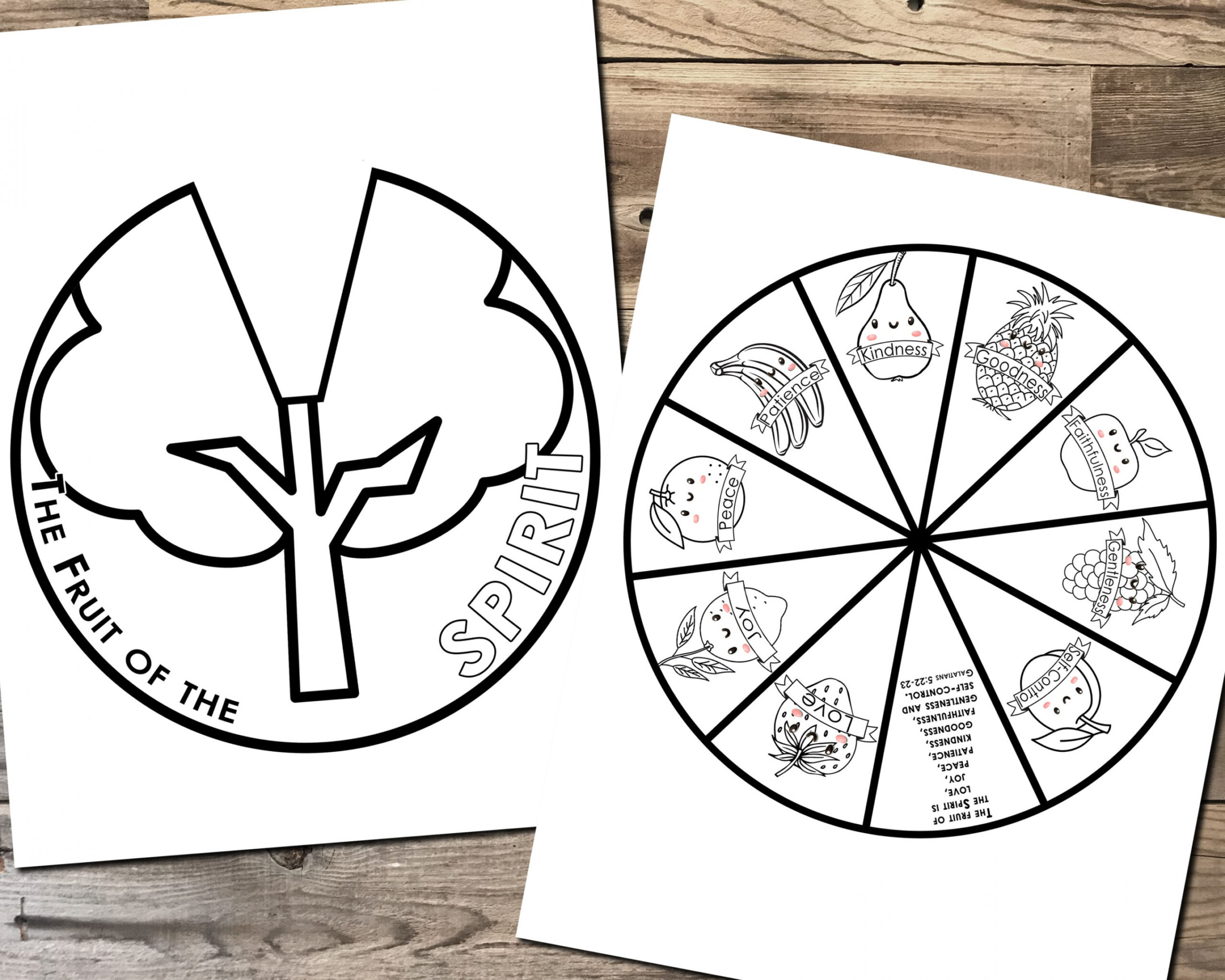 Fruit of the Spirit Coloring Wheel Printable Bible Activity Kids