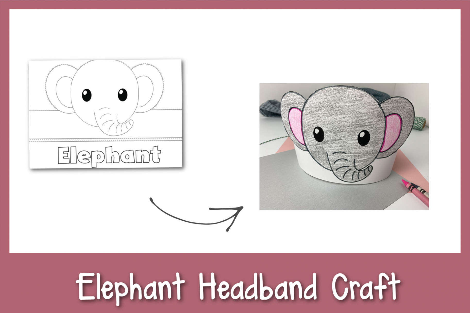 Fun & Easy Elephant Headband Craft [Free Template] - Frosting and