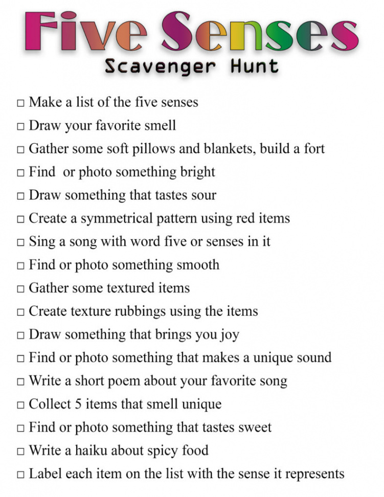 Fun Five Senses Sensory Scavenger Hunt - Thrifty Mommas Tips