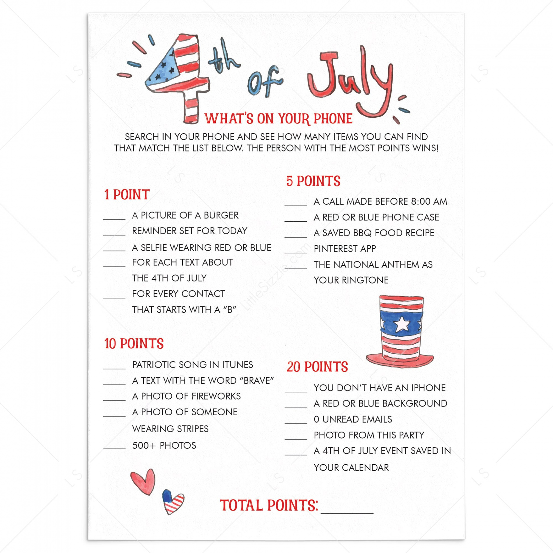 Fun Fourth of July BBQ Game Printable  What