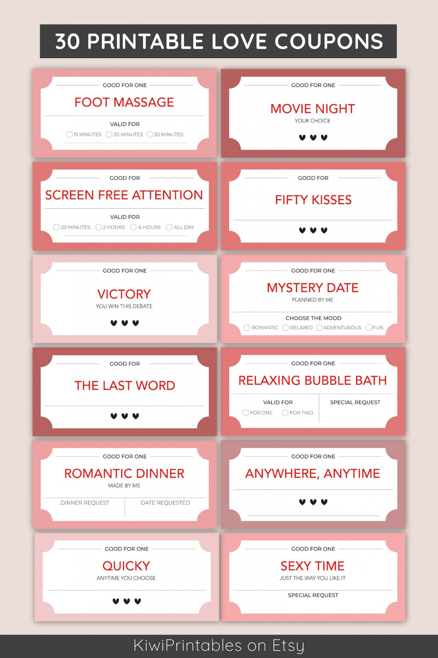 Fun Love Coupon Book Valentines Day Coupons Love Coupons - Etsy