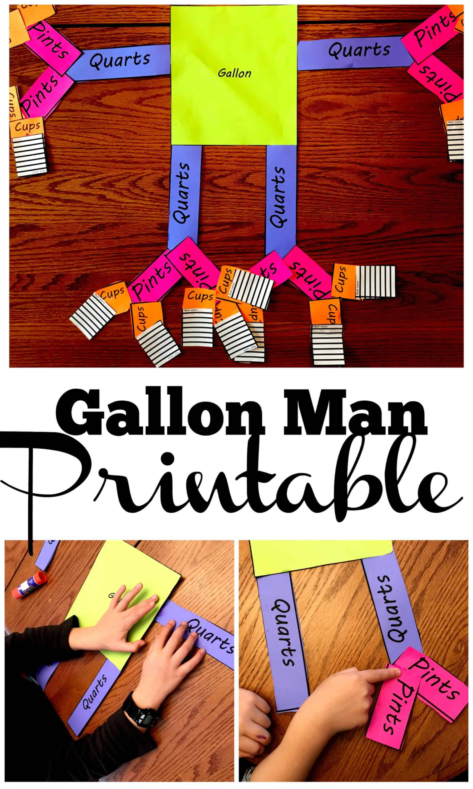 Gallon Man with Ounces Printable Activity  Free  PDF