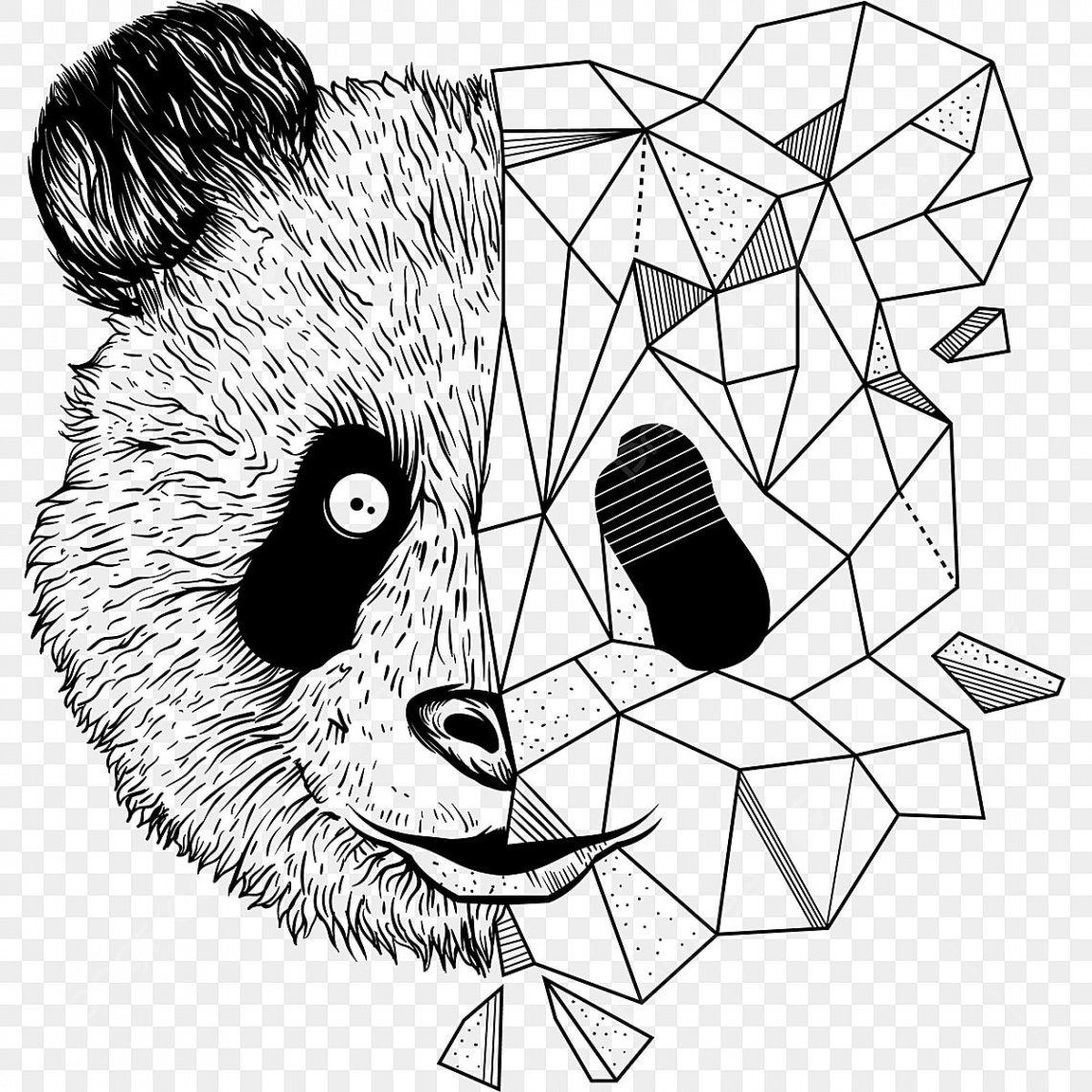 Geometric Panda Vector High Resolution, Panda Drawing, Pan Drawing