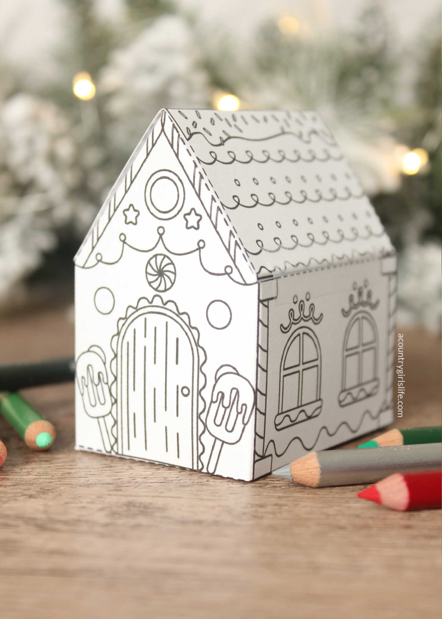 Gingerbread House to Color (FREE D Printable) - A Country Girl