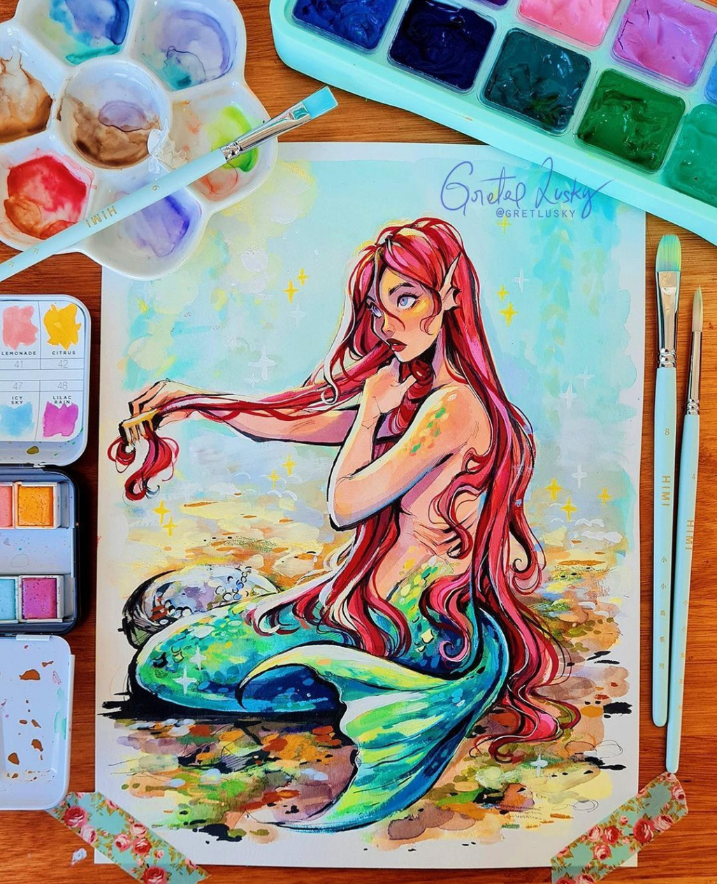 Gretel Lusky on Instagram: "I missed drawing mermaids ✨🌿 the