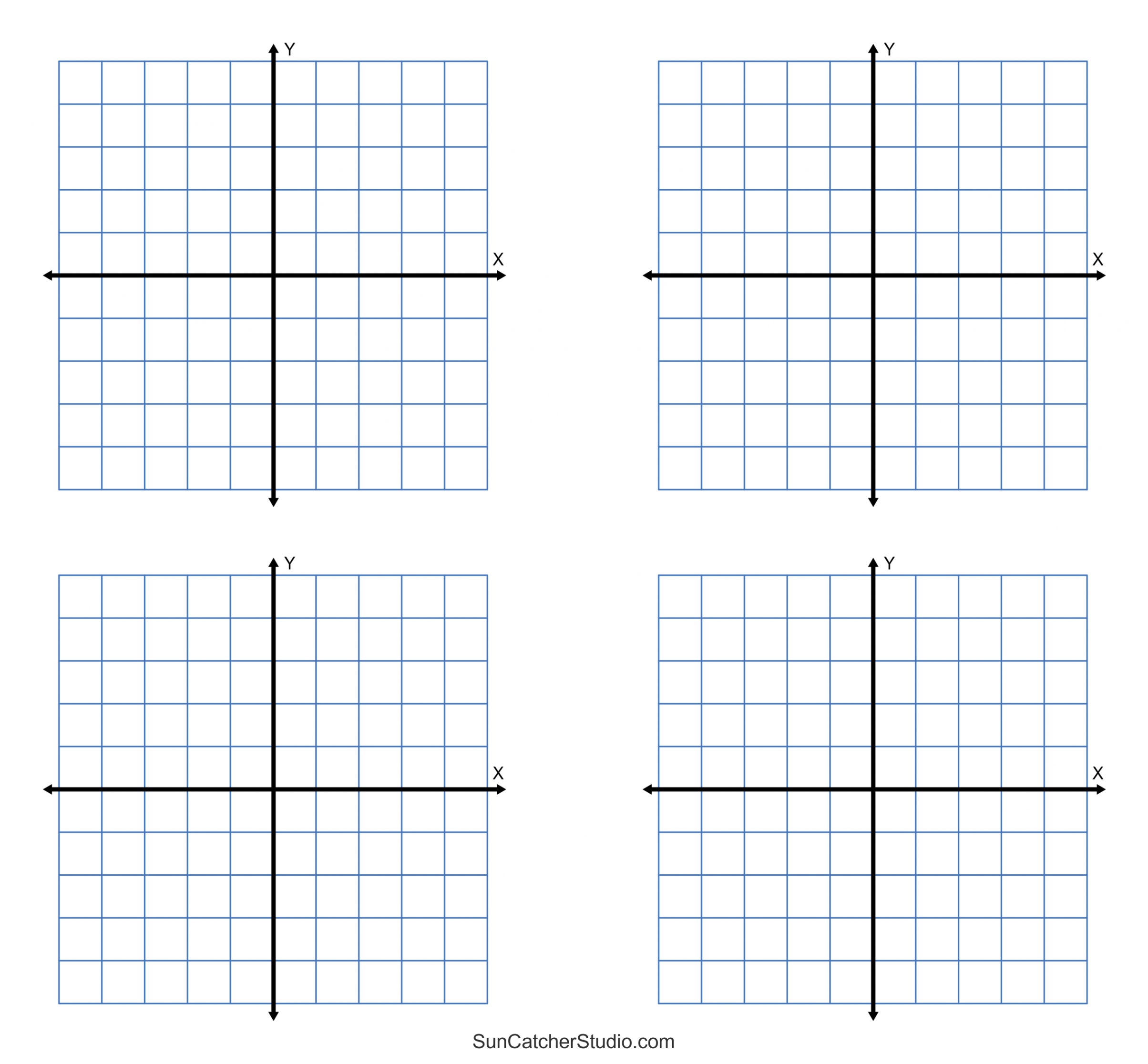 Grid Paper (Printable  Quadrant Coordinate Graph Paper Templates