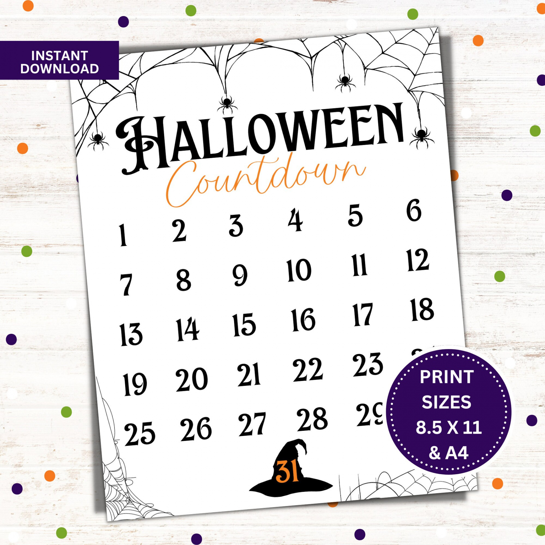 Halloween Countdown Printables -3 und 3- Sofort - Etsy