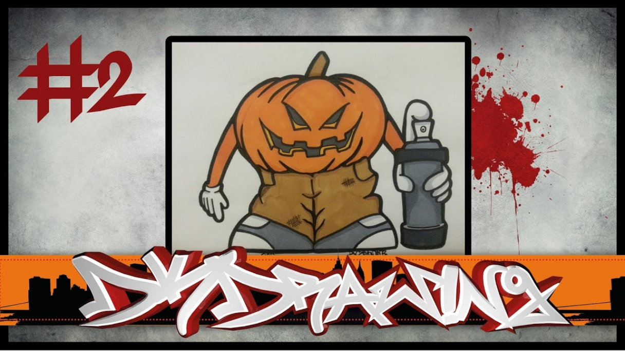 Halloween Graffiti Special # - How to draw a pumpkin graffiti character