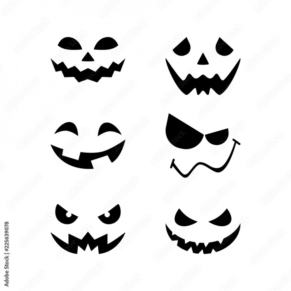 Halloween pumpkin faces icons set