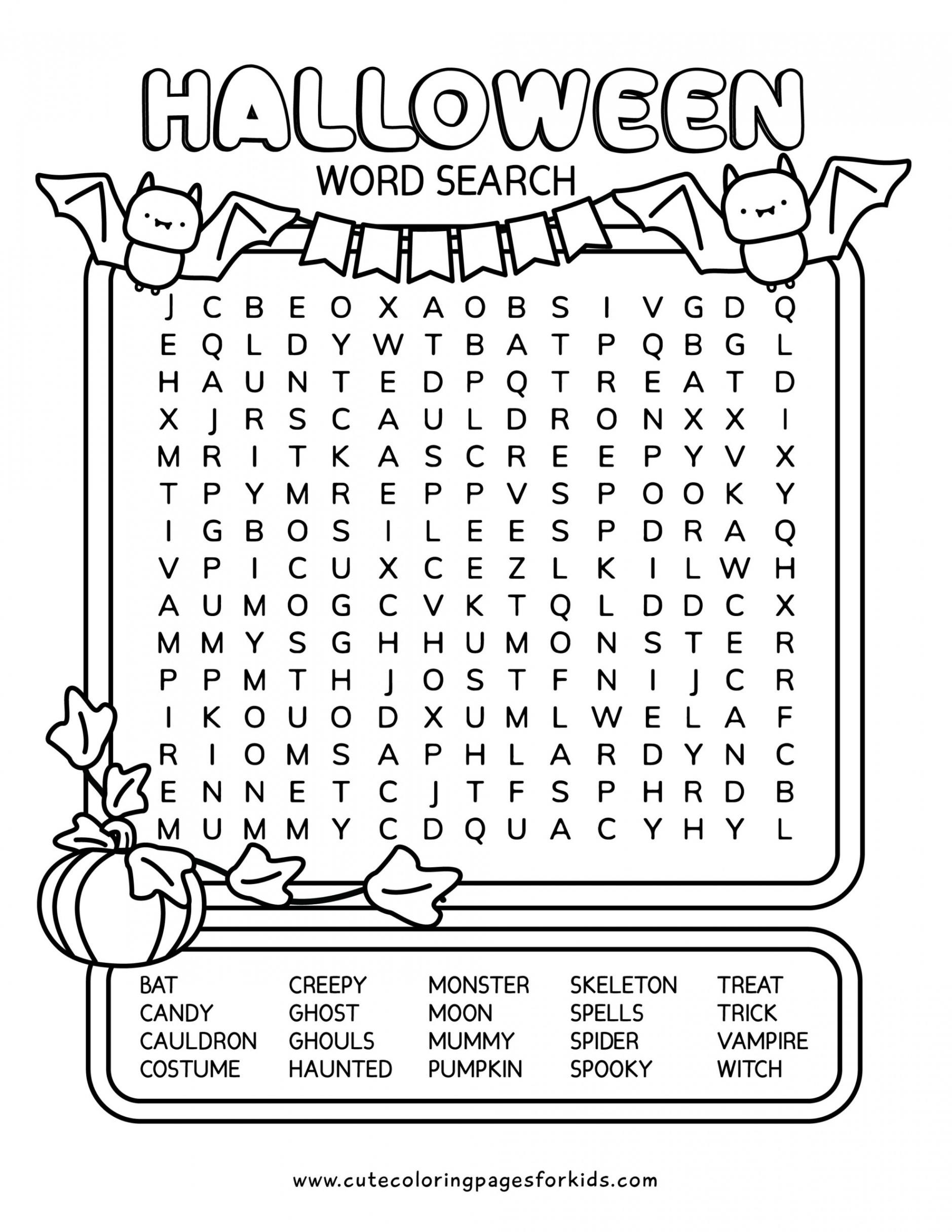 Halloween Word Search Printables - Cute Coloring Pages For Kids