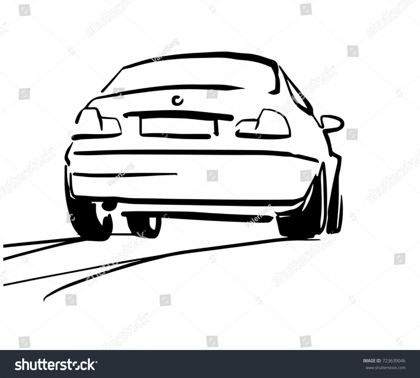 Hand Drawn Car On Road Black: Stock-Vektorgrafik (Lizenzfrei