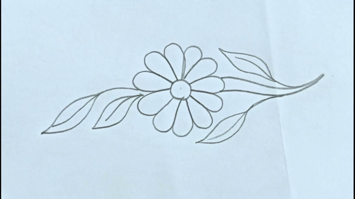 Hand Embroidery Pattern: Simple flower embroidery design drawing Tutorial  for beginners,How to draw