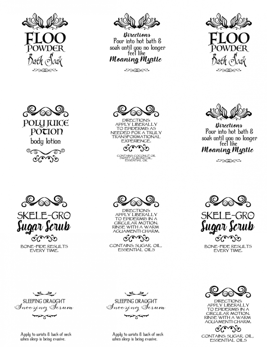 Harry Potter Potion Recipes with Essential Oils (Printable Labels)