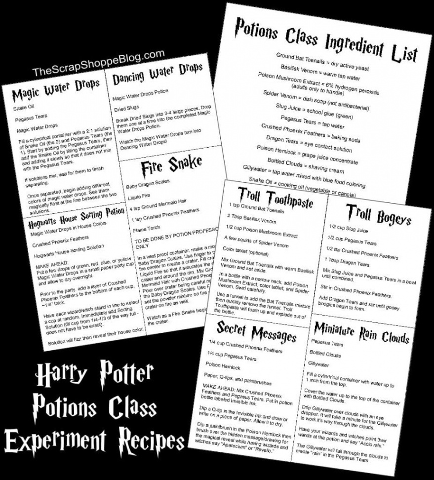 Harry Potter Potions Class - Part  - The Scrap Shoppe