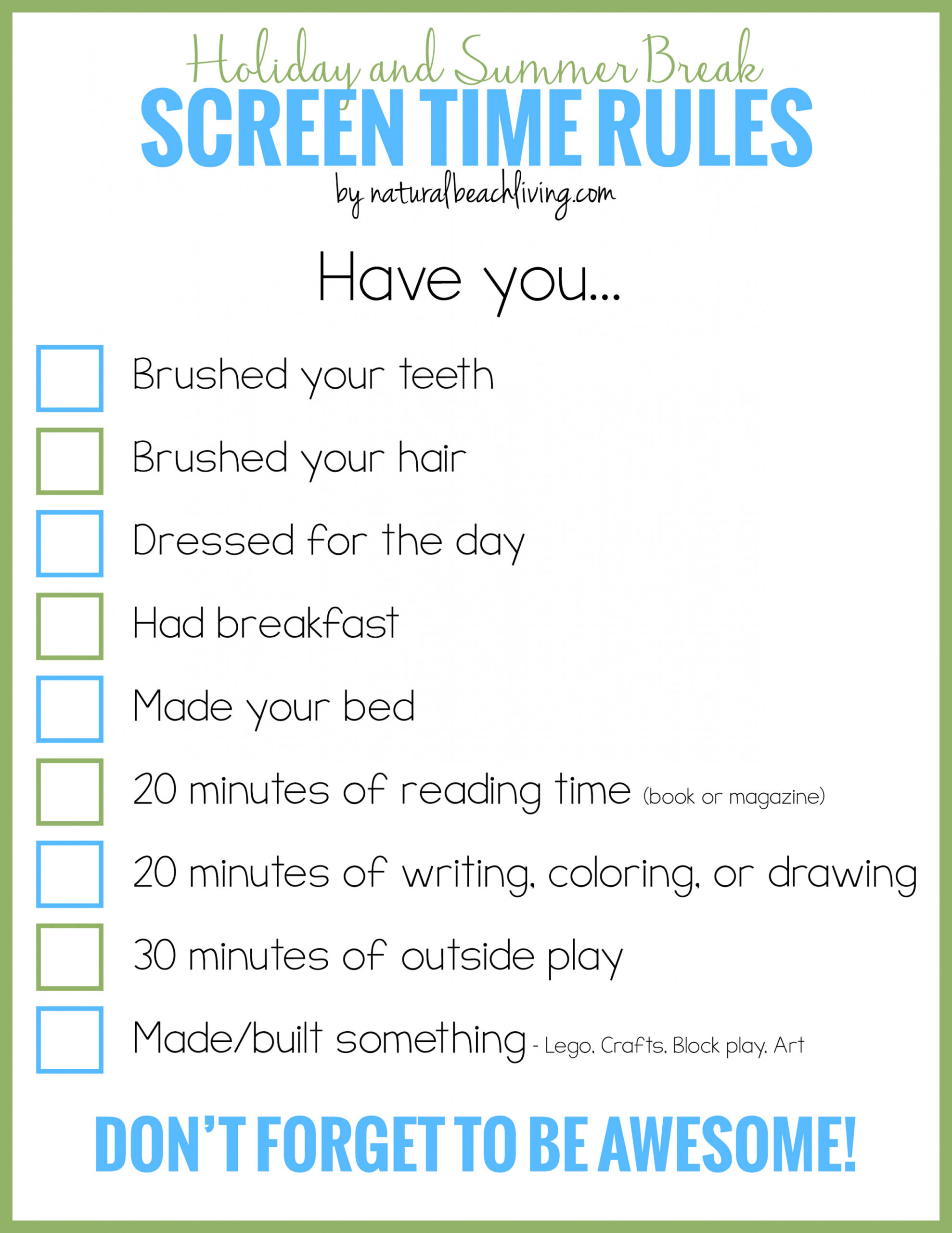 Holiday and Summer Break Screen Time Rules for Kids - Natural