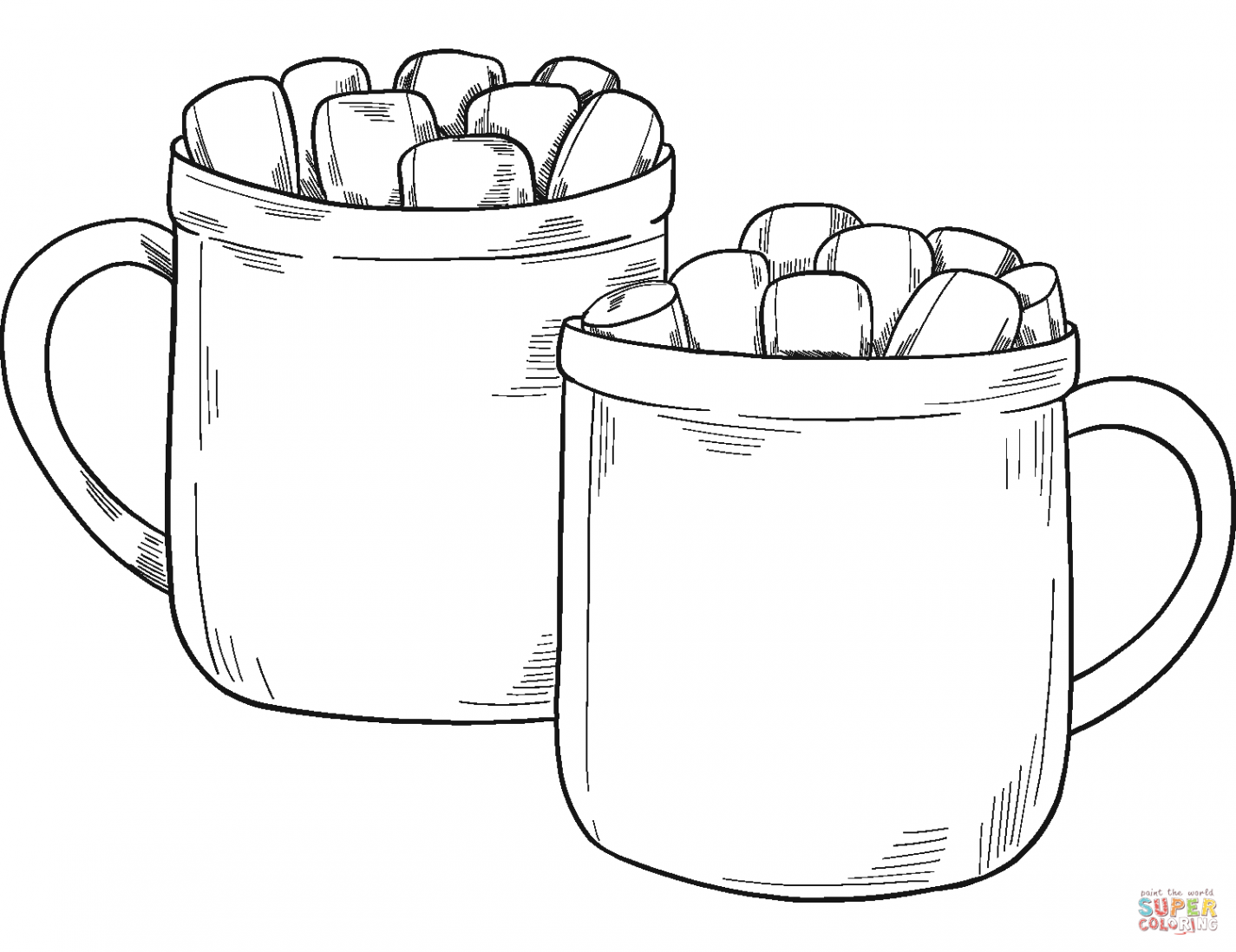 Hot Cocoa Mugs coloring page  Free Printable Coloring Pages