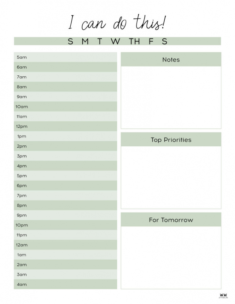 Hourly Planners -  FREE Printables  Printabulls